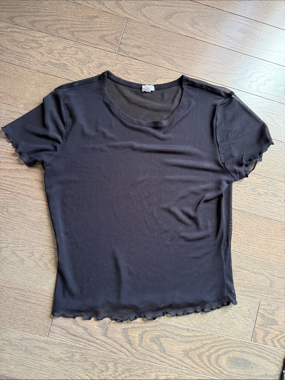 Classic Black Short Sleeve Women's Mesh Top